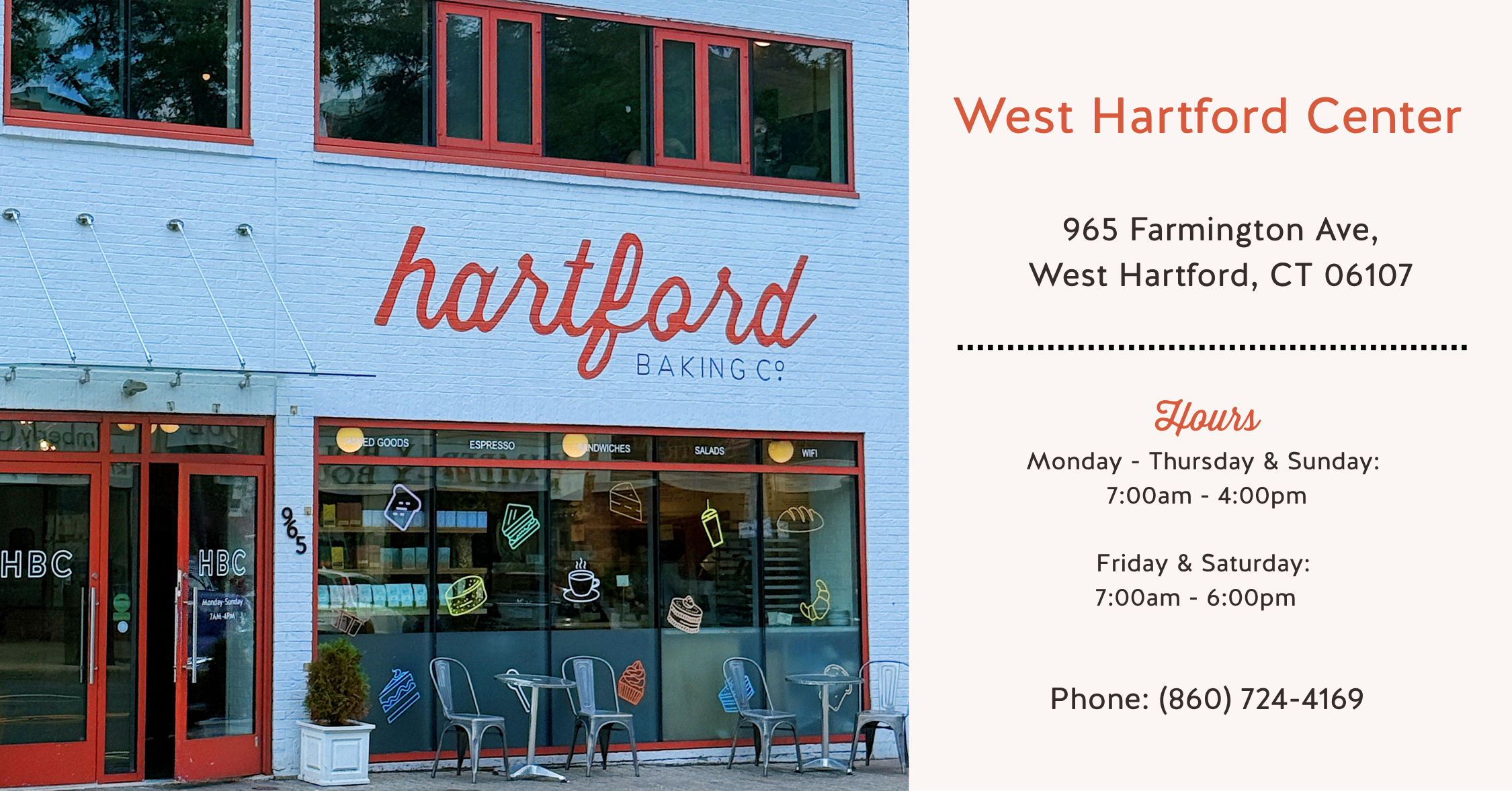 exterior of west hartford bakery called Hartford Baking Co